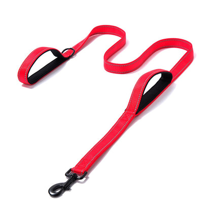 Dog Leash Rope Reflective Two Handle Small Medium Large Pet Lead Rope Nylon Durable Walking Running Training