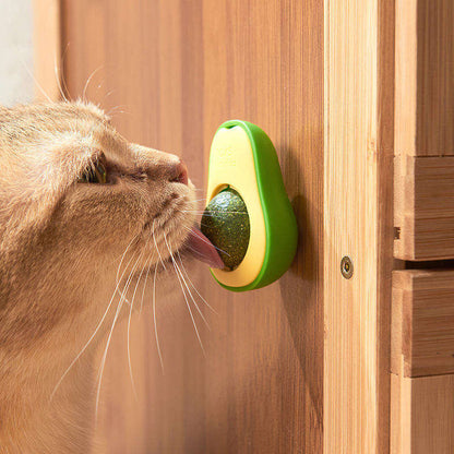Top Sale Rotating Pet Toy Healthy Intestine Cat Spin Edible Catnip Toy Balls Avocado Cat Toy