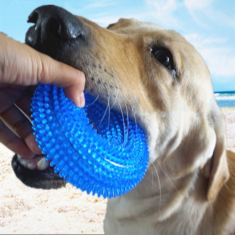 Pet Toys Bite Resistant Sound Toy Ball Chew Teeth Clean Large Dog Golden Retriever Barbed TPR Train Teeth Cleaning Jouet Chien