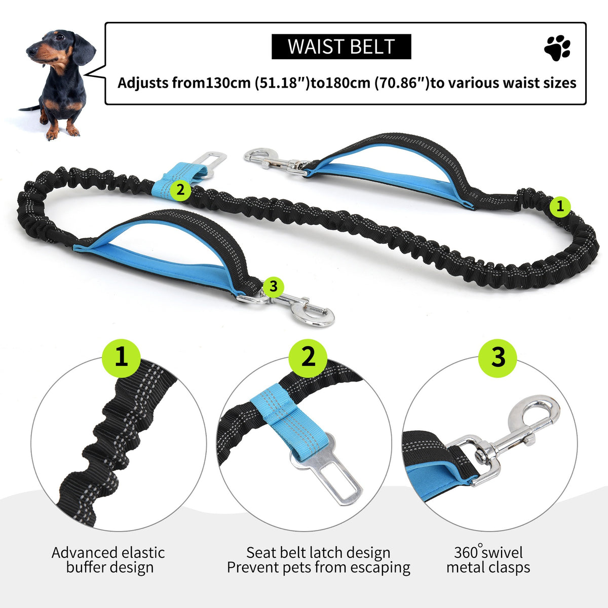 Running sports waist bag multifunctional waterproof pet waist bag outdoor anti-collision elastic dog walking waist bag