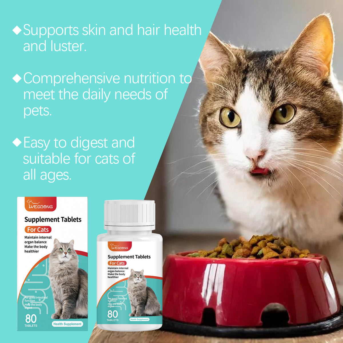 Cat Probiotic Tablets To Improve Intestinal Health, Balance Digestion And Absorption Of Pet Nutritional Supplements