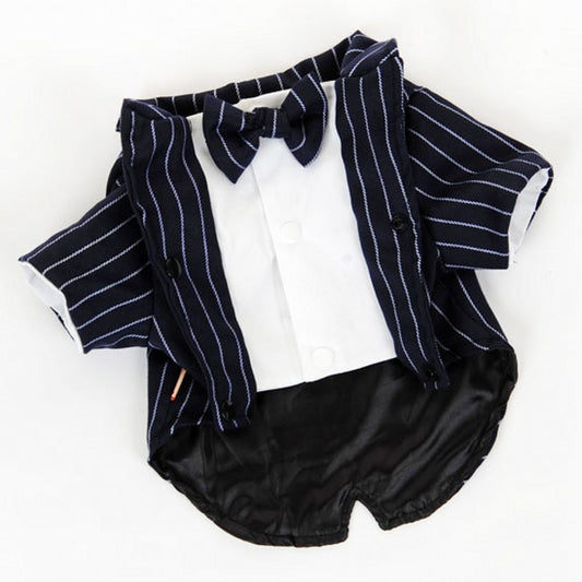Dog Clothes Pet Shirt Striped Suit Jacket Coat Wedding Tuxedo Suit With Bow Tie Clothing 200