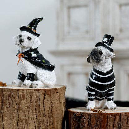 Halloween Decoration Ins Style Pet Dog Witch Resin Figurine Pet Shop Decor