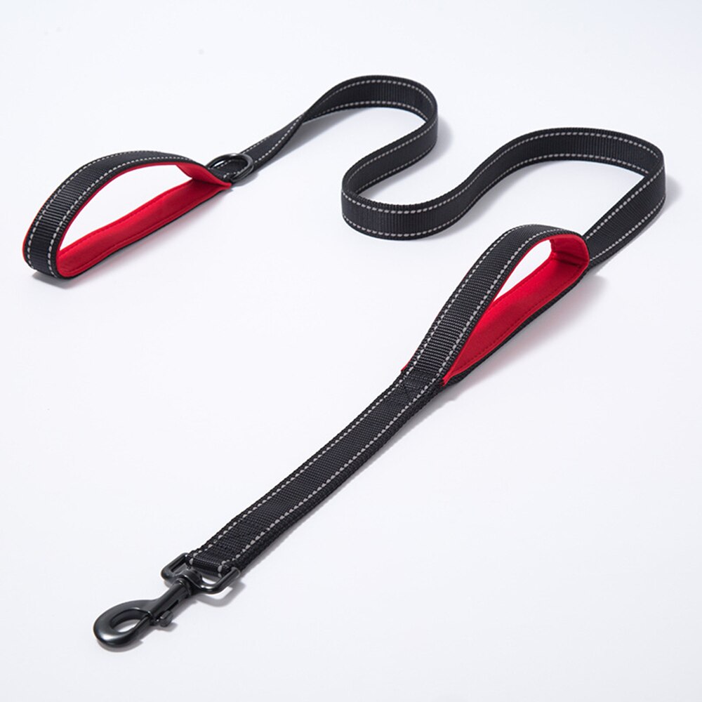 Dog Leash Rope Reflective Two Handle Small Medium Large Pet Lead Rope Nylon Durable Walking Running Training