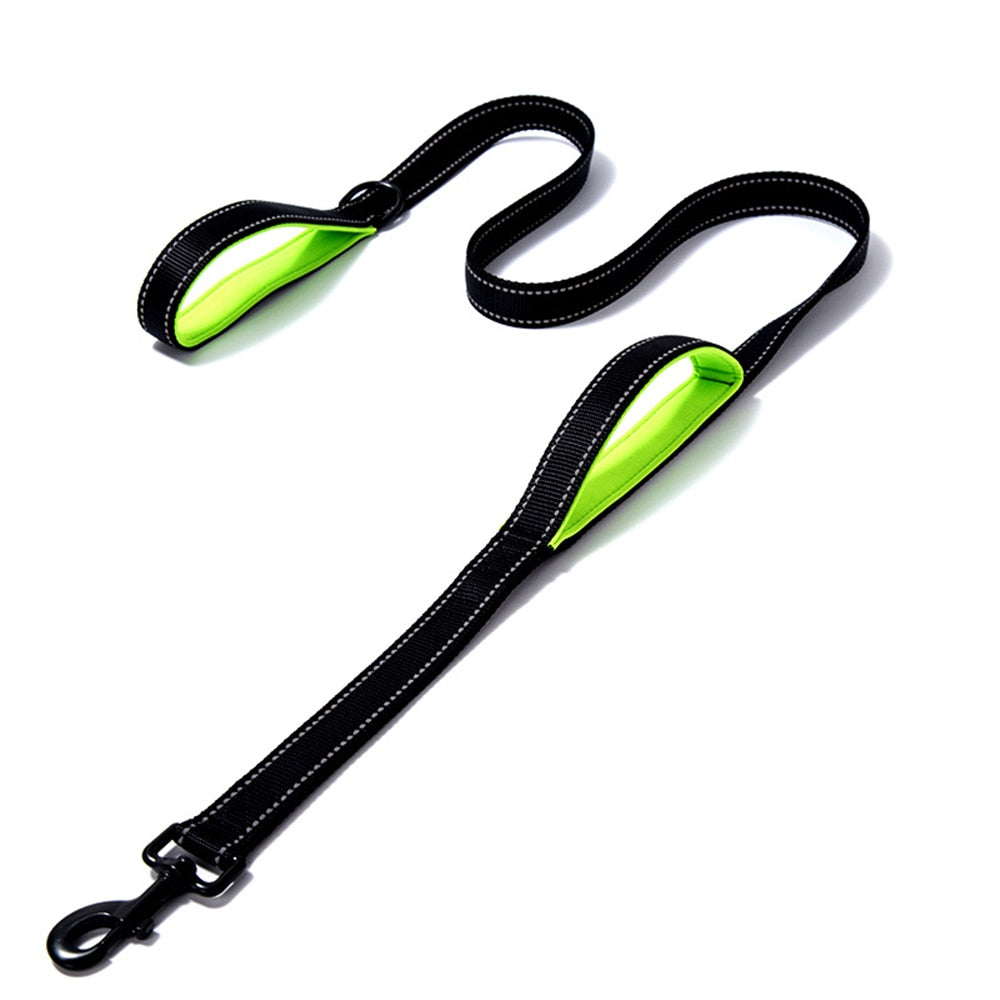 Dog Leash Rope Reflective Two Handle Small Medium Large Pet Lead Rope Nylon Durable Walking Running Training