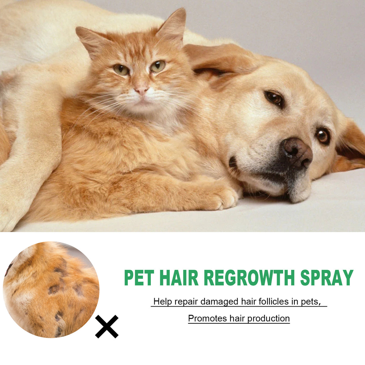 Pet Hair Growth Spray for Cats and Dogs - Hair Care Treatment for Damaged Follicles and Hair Loss