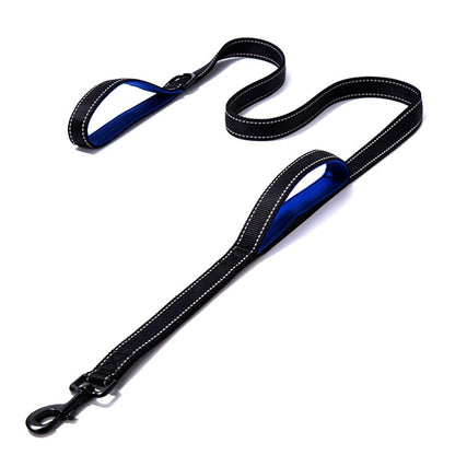 Dog Leash Rope Reflective Two Handle Small Medium Large Pet Lead Rope Nylon Durable Walking Running Training